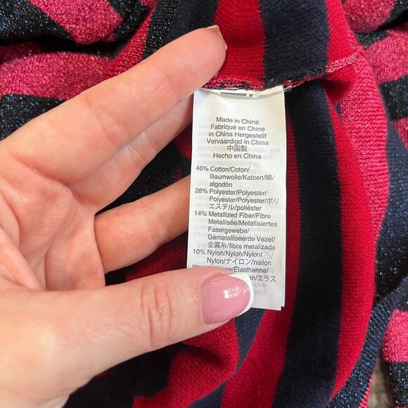 J. Crew Red Sparkle Stripe Turtleneck Sweater Size 3X - Picture 4 of 5